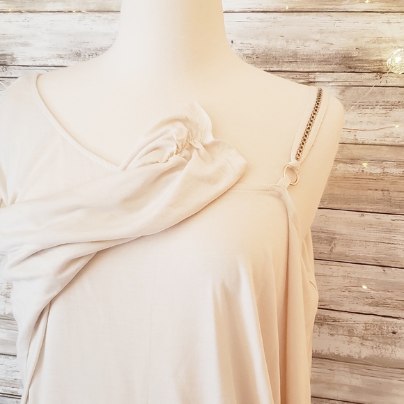 Guess Chain Cold Shoulder Cream Half Sleeve Top M - Picture 5 of 8